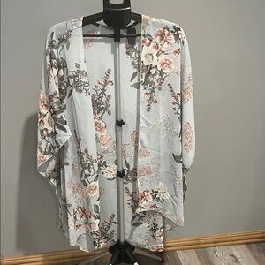 Emory Park Sheer Floral Cape - Gray and Pink (333)